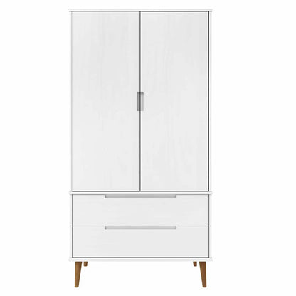 vidaXL Wardrobe "MOLDE" White 90x55x175 cm Solid Wood Pine