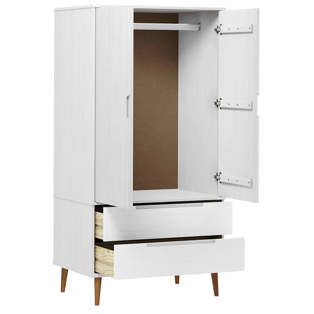 vidaXL Wardrobe "MOLDE" White 90x55x175 cm Solid Wood Pine