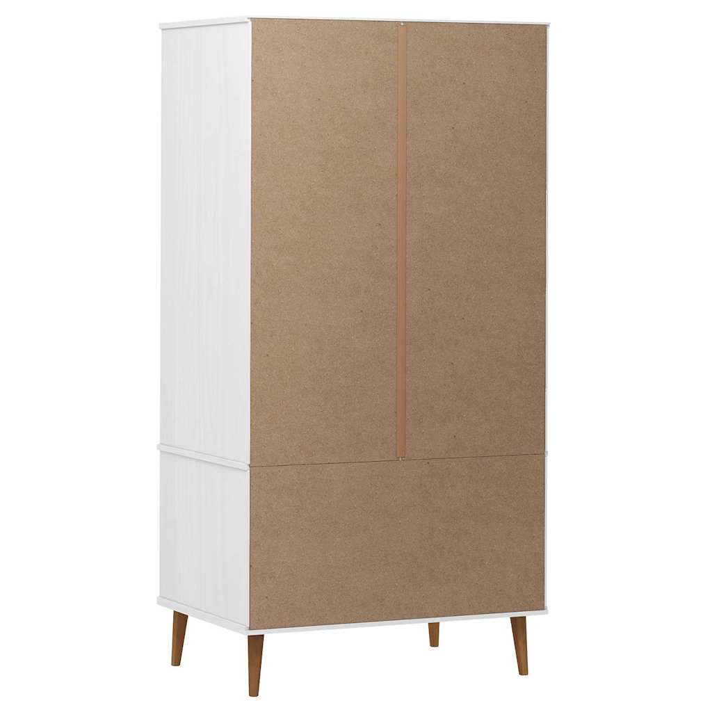 vidaXL Wardrobe "MOLDE" White 90x55x175 cm Solid Wood Pine