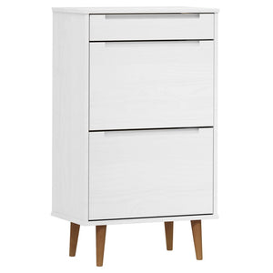 vidaXL Shoe Cabinet MOLDE White 59,5x35x103 cm Solid Wood Pine