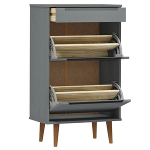 vidaXL Shoe Cabinet MOLDE Grey 59,5x35x103 cm Solid Wood Pine