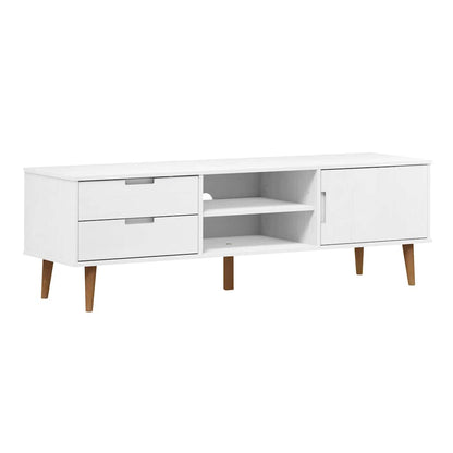 vidaXL TV Cabinet "MOLDE" White 158x40x49 cm Solid Wood Pine