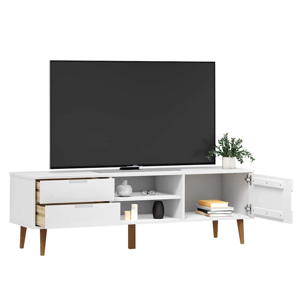 vidaXL TV Cabinet "MOLDE" White 158x40x49 cm Solid Wood Pine