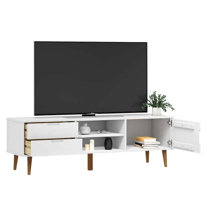 vidaXL TV Cabinet "MOLDE" White 158x40x49 cm Solid Wood Pine