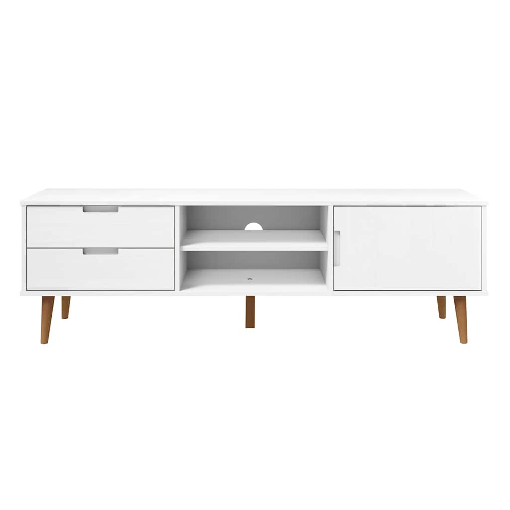 vidaXL TV Cabinet MOLDE White 158x40x49 cm Solid Wood Pine