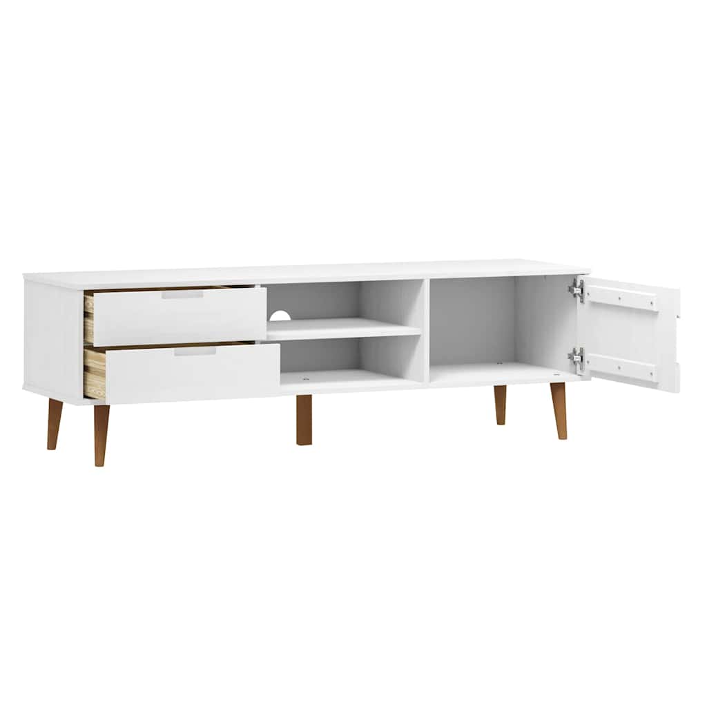 vidaXL TV Cabinet MOLDE White 158x40x49 cm Solid Wood Pine