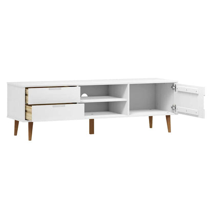 vidaXL TV Cabinet MOLDE White 158x40x49 cm Solid Wood Pine