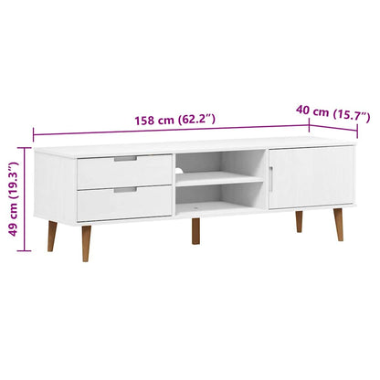 vidaXL TV Cabinet MOLDE White 158x40x49 cm Solid Wood Pine