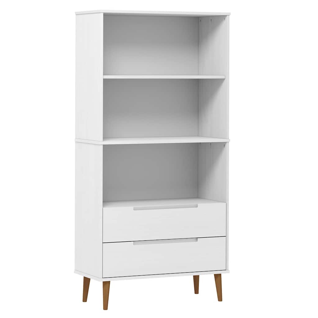 vidaXL Bookcase "MOLDE" White 85x35x170,5 cm Solid Wood Pine