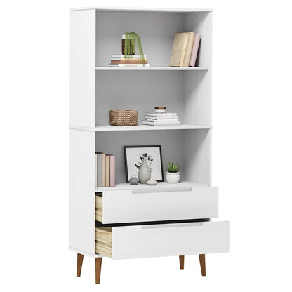 vidaXL Bookcase "MOLDE" White 85x35x170,5 cm Solid Wood Pine