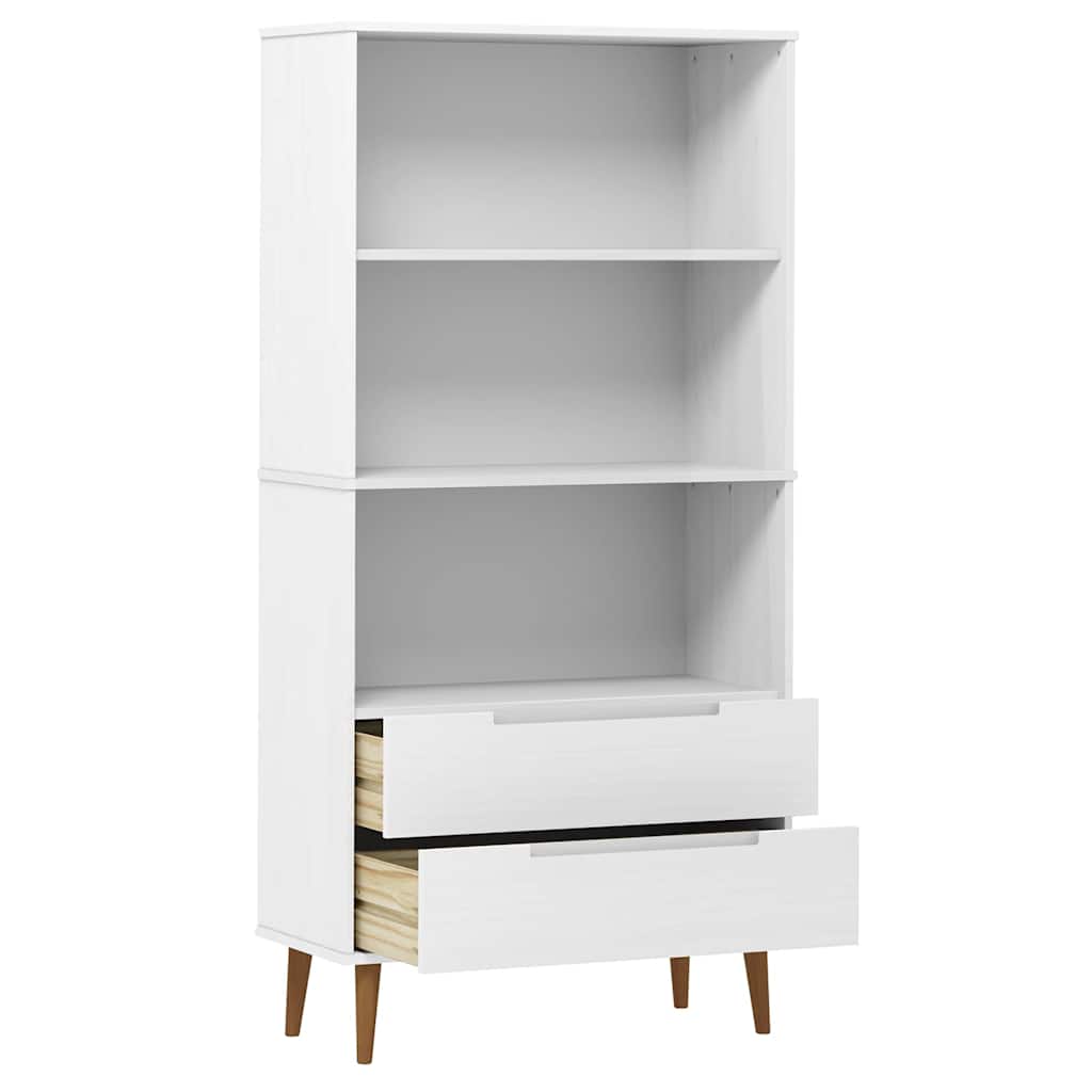 vidaXL Bookcase "MOLDE" White 85x35x170,5 cm Solid Wood Pine