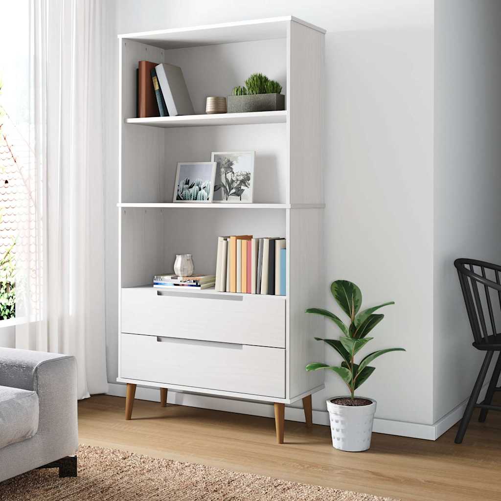 vidaXL Bookcase "MOLDE" White 85x35x170,5 cm Solid Wood Pine