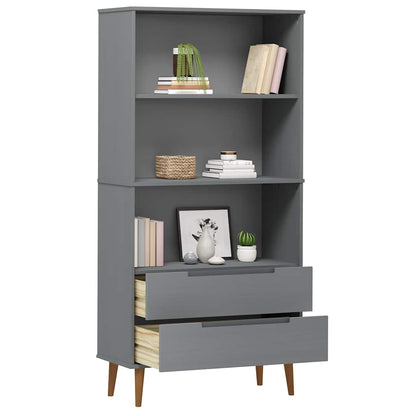 vidaXL Bookcase "MOLDE" Grey 85x35x170,5 cm Solid Wood Pine