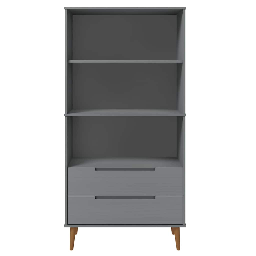 vidaXL Bookcase "MOLDE" Grey 85x35x170,5 cm Solid Wood Pine