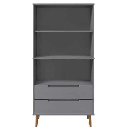 vidaXL Bookcase "MOLDE" Grey 85x35x170,5 cm Solid Wood Pine