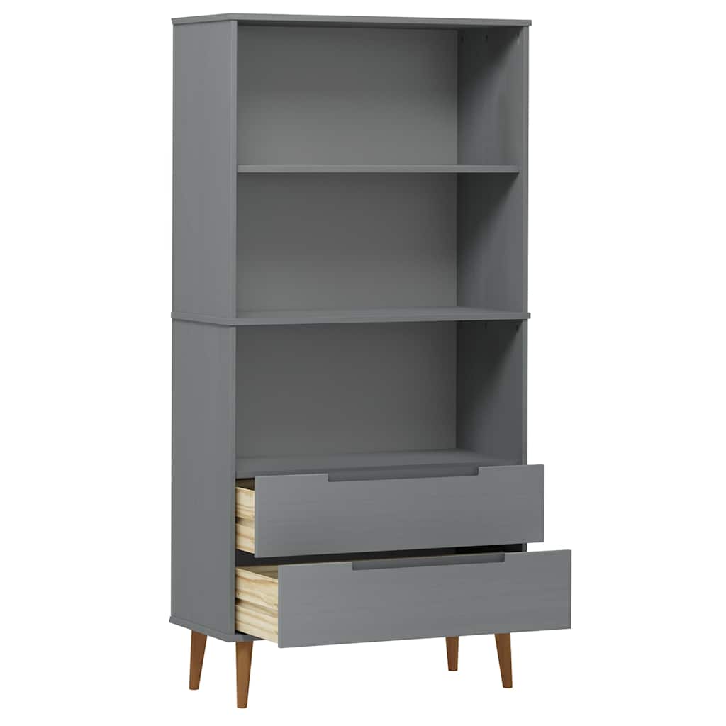 vidaXL Bookcase "MOLDE" Grey 85x35x170,5 cm Solid Wood Pine