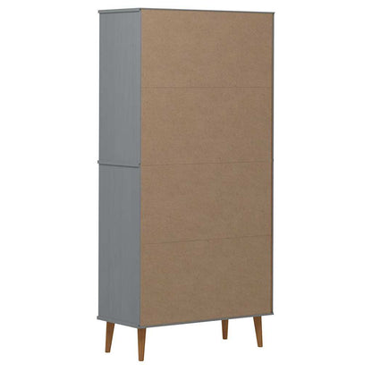 vidaXL Bookcase "MOLDE" Grey 85x35x170,5 cm Solid Wood Pine