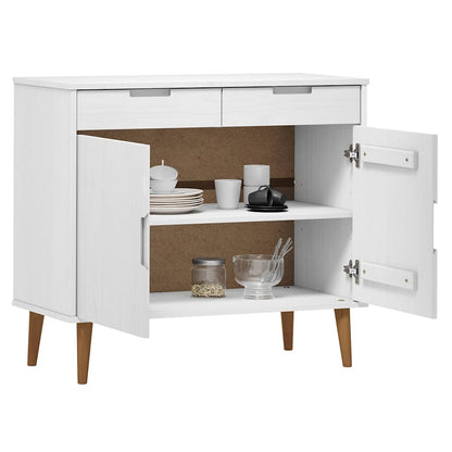 vidaXL Sideboard "MOLDE" White 90x40x80 cm Solid Wood Pine