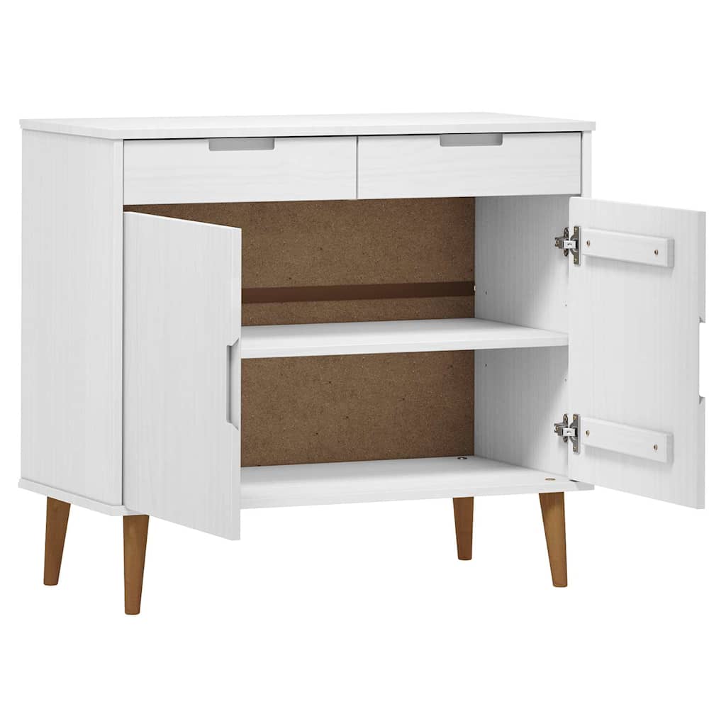 vidaXL Sideboard "MOLDE" White 90x40x80 cm Solid Wood Pine