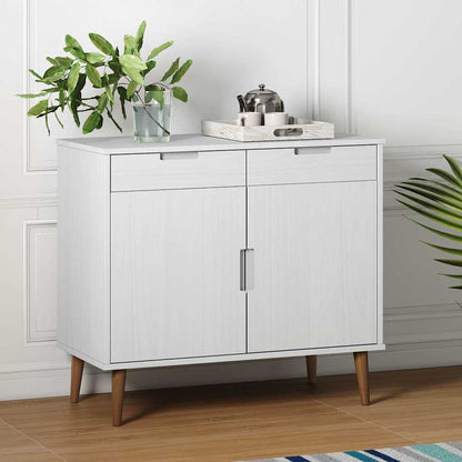 vidaXL Sideboard "MOLDE" White 90x40x80 cm Solid Wood Pine
