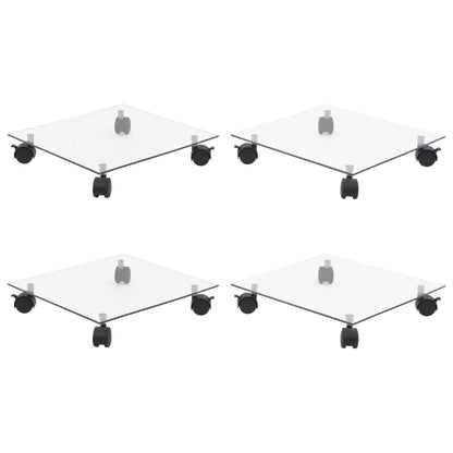 vidaXL Plant Rollers 4 pcs 35x35 cm Tempered Glass Square