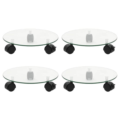 vidaXL Plant Rollers 4 pcs 28 cm Tempered Glass Round
