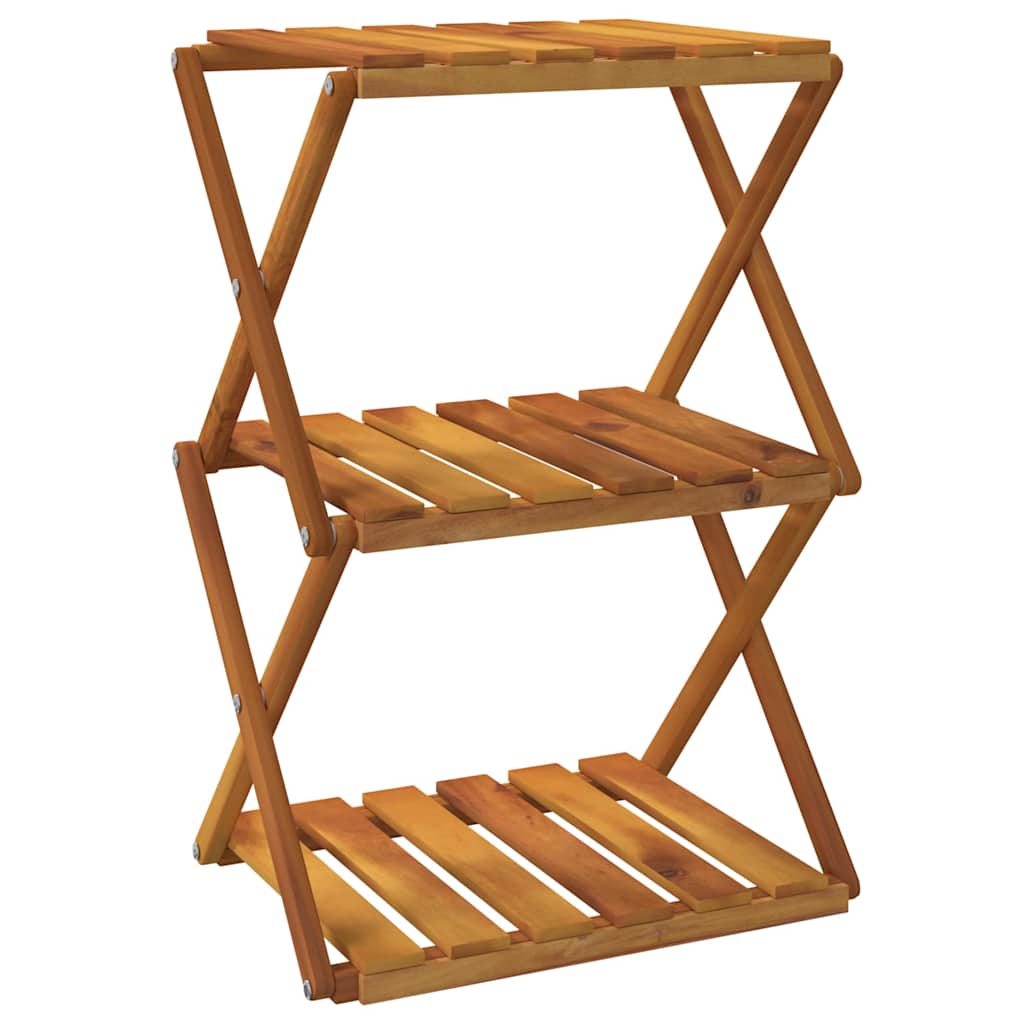 vidaXL 3-Tier Folding Shelf Brown 43x31x63 cm Solid Wood Acacia