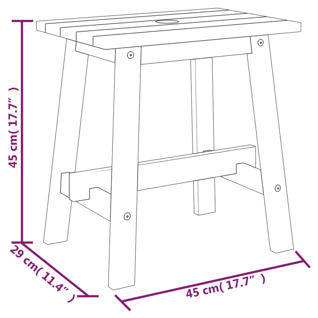 vidaXL Stool 45x29x45 cm Rectangular Solid Wood Acacia