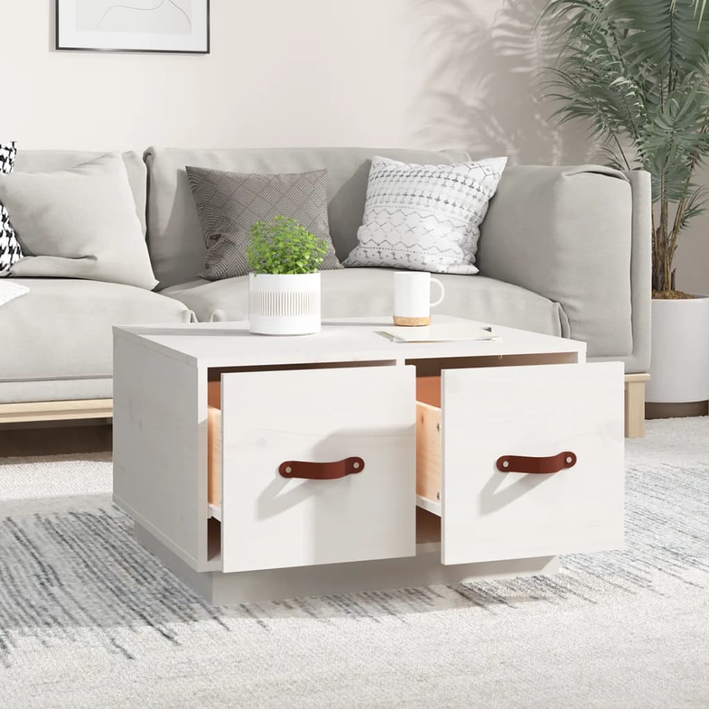 vidaXL Coffee Table White 60x53x35 cm Solid Wood Pine