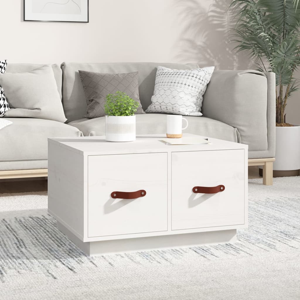 vidaXL Coffee Table White 60x53x35 cm Solid Wood Pine