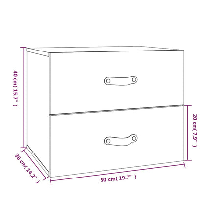 vidaXL Wall-mounted Bedside Cabinet Honey Brown 50x36x40 cm