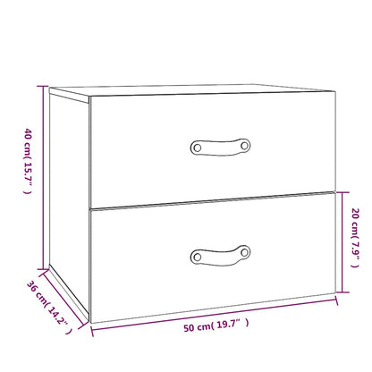 vidaXL Wall-mounted Bedside Cabinets 2 pcs Honey Brown 50x36x40 cm