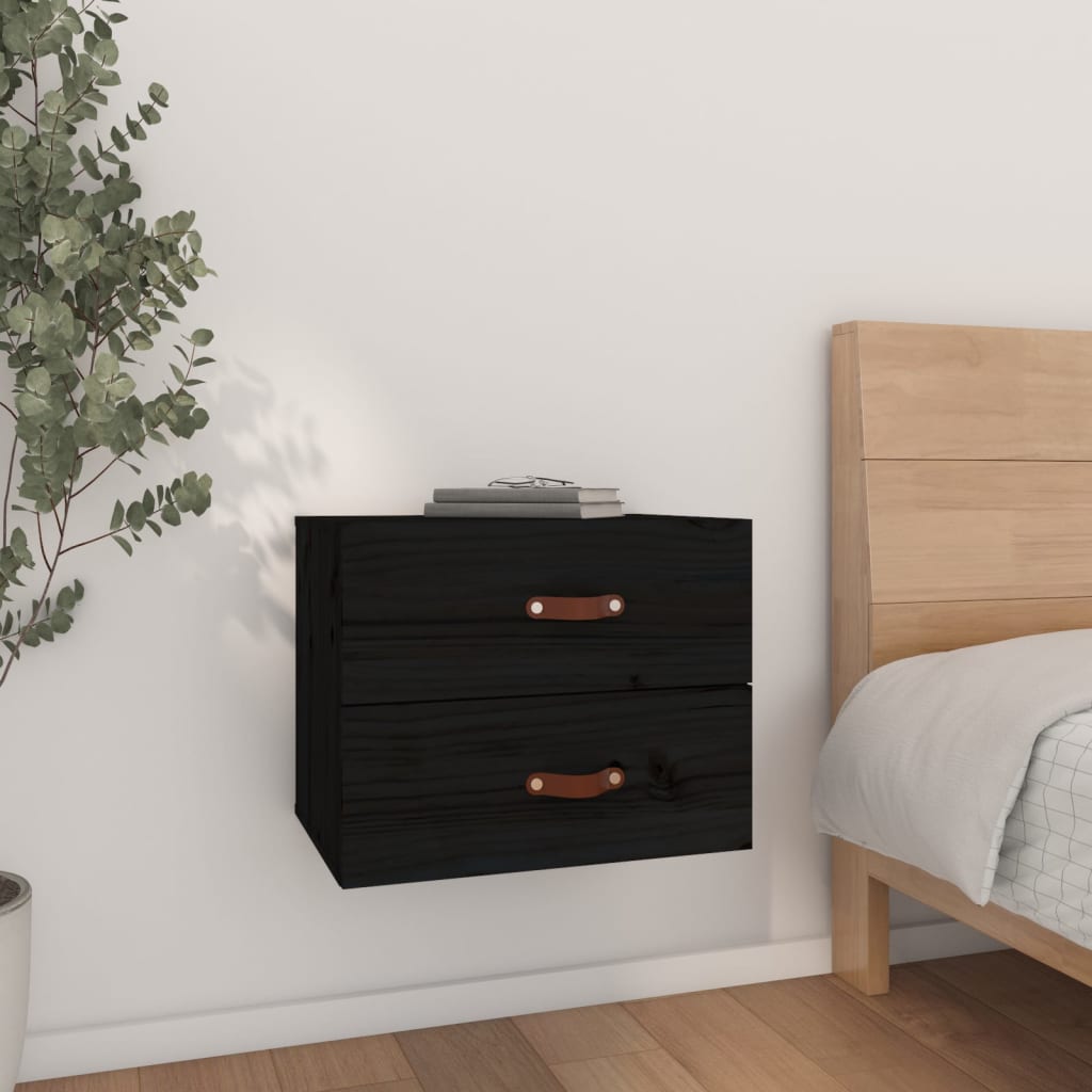 vidaXL Wall-mounted Bedside Cabinet Black 50x36x40 cm