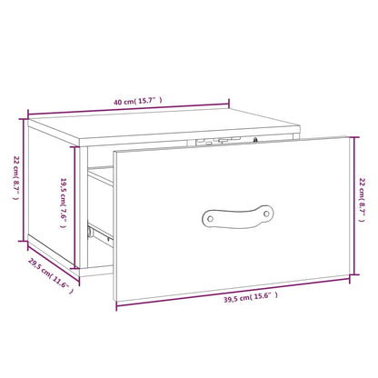 vidaXL Wall-mounted Bedside Cabinet Honey Brown 40x29.5x22 cm