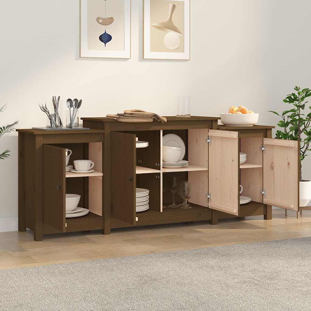 vidaXL Sideboard Honey Brown 164x37x68 cm Solid Wood Pine