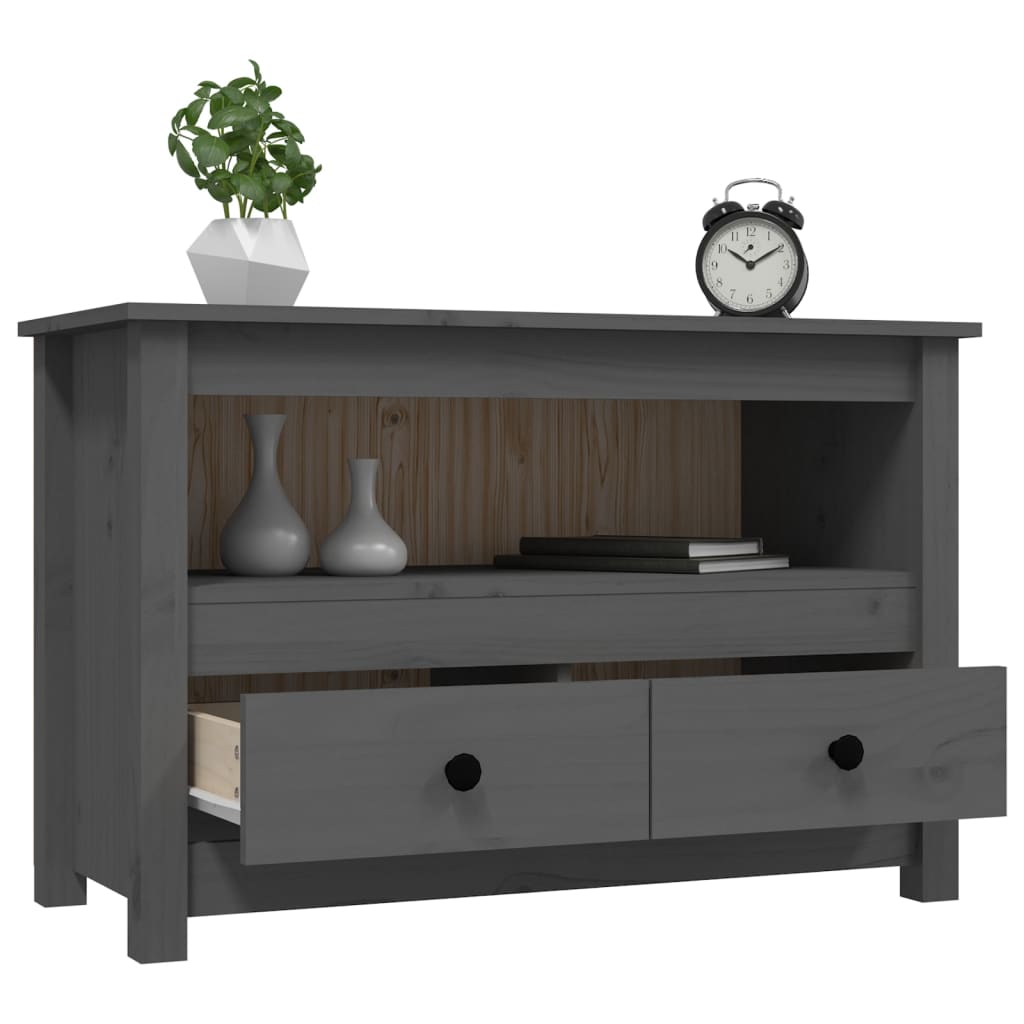 vidaXL TV Cabinet Grey 79x35x52 cm Solid Wood Pine
