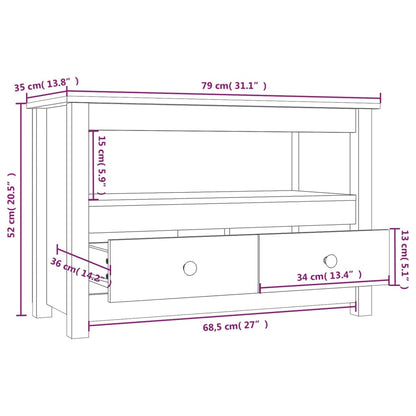 vidaXL TV Cabinet Grey 79x35x52 cm Solid Wood Pine