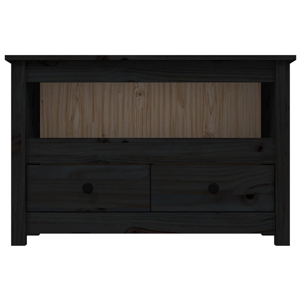 vidaXL TV Cabinet Black 79x35x52 cm Solid Wood Pine
