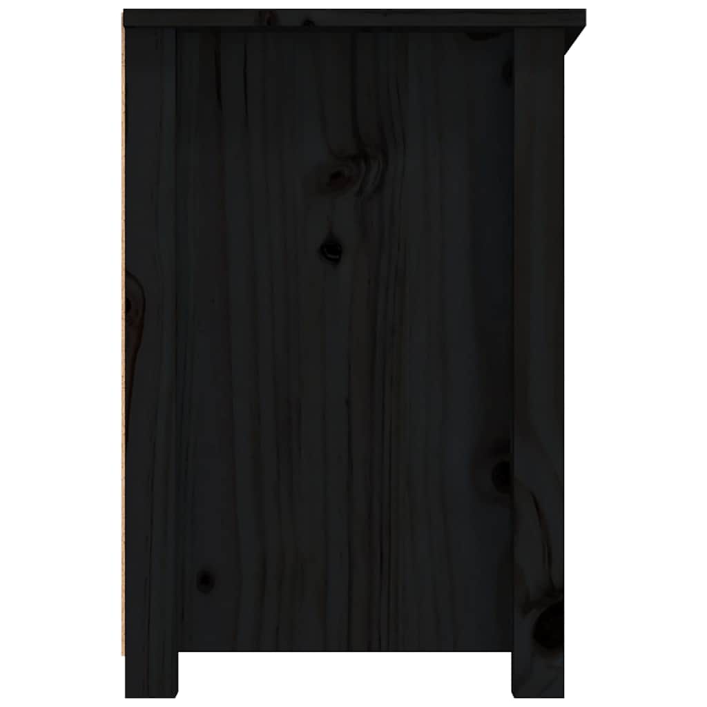 vidaXL TV Cabinet Black 79x35x52 cm Solid Wood Pine