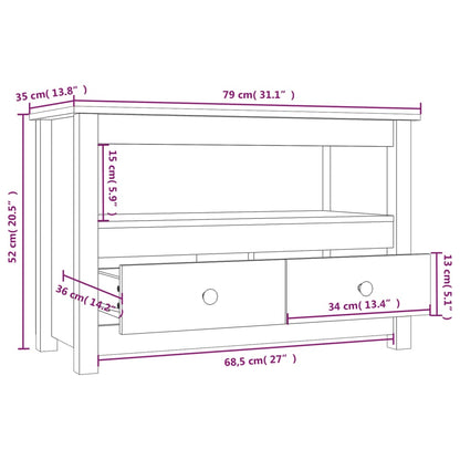 vidaXL TV Cabinet Black 79x35x52 cm Solid Wood Pine
