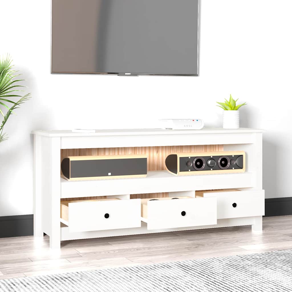 vidaXL TV Cabinet White 114x35x52 cm Solid Wood Pine