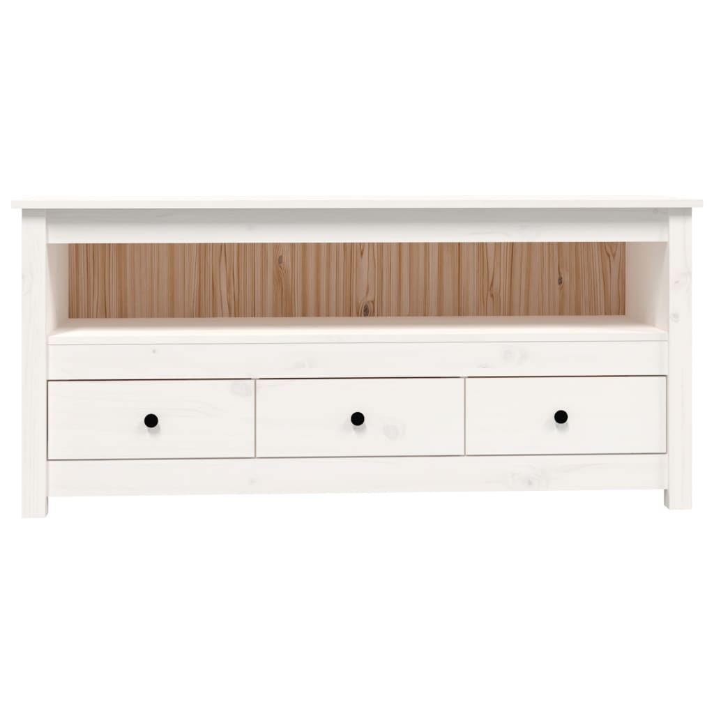 vidaXL TV Cabinet White 114x35x52 cm Solid Wood Pine