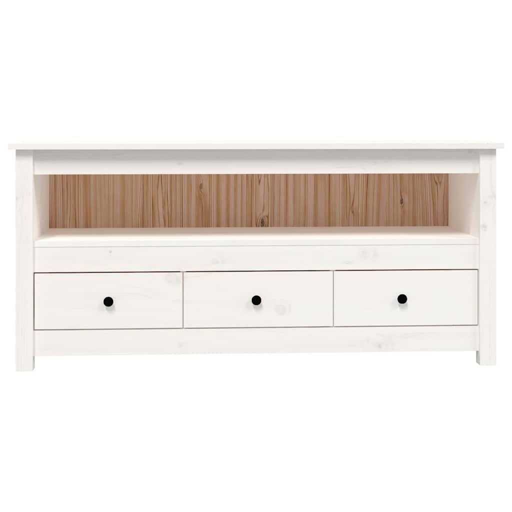 vidaXL TV Cabinet White 114x35x52 cm Solid Wood Pine