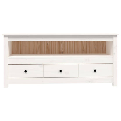 vidaXL TV Cabinet White 114x35x52 cm Solid Wood Pine