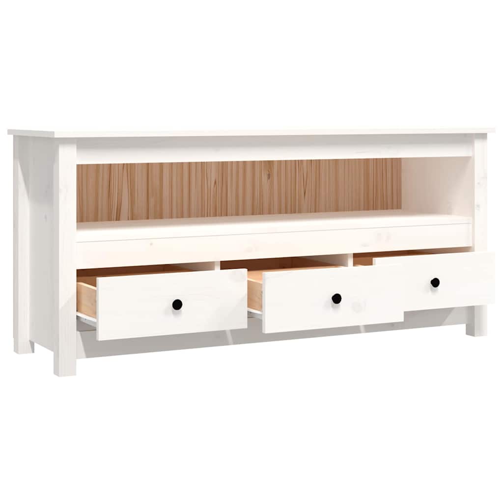 vidaXL TV Cabinet White 114x35x52 cm Solid Wood Pine