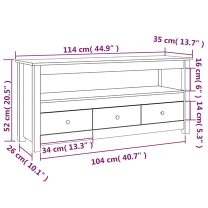 vidaXL TV Cabinet White 114x35x52 cm Solid Wood Pine
