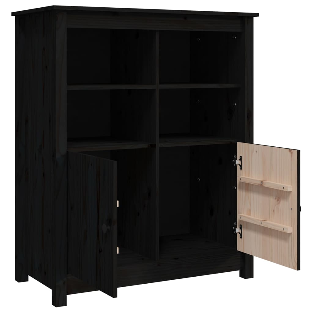 vidaXL Sideboard Black 83x41.5x100 cm Solid Wood Pine