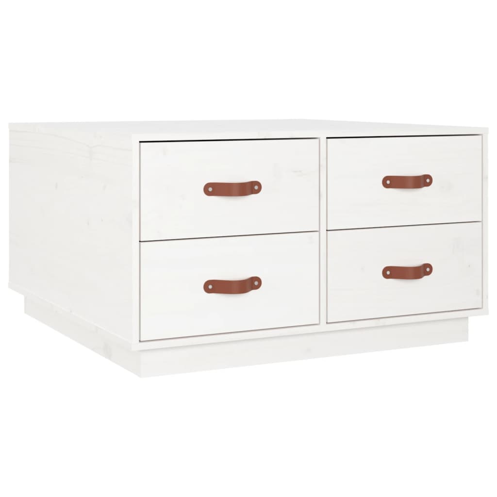 vidaXL Coffee Table White 80x80x45 cm Solid Wood Pine