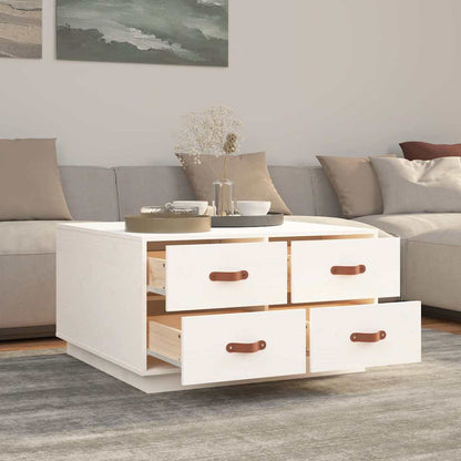 vidaXL Coffee Table White 80x80x45 cm Solid Wood Pine