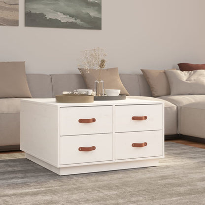 vidaXL Coffee Table White 80x80x45 cm Solid Wood Pine